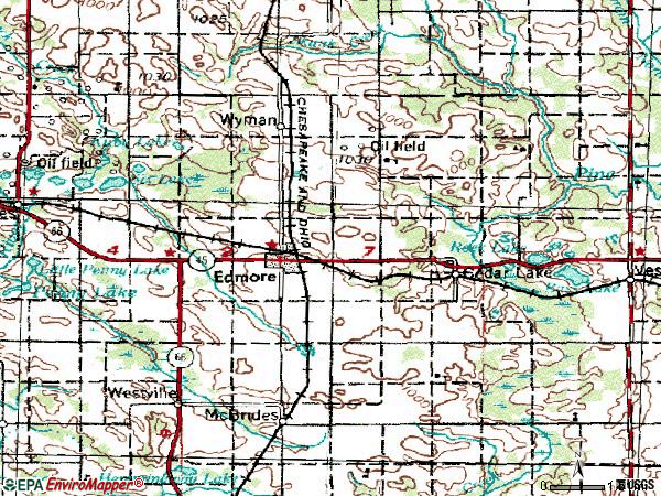 Zip code 48829 topographic map