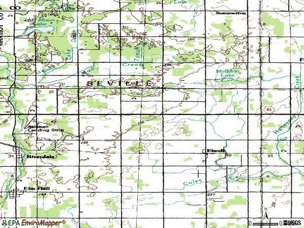 Zip code 48832 topographic map