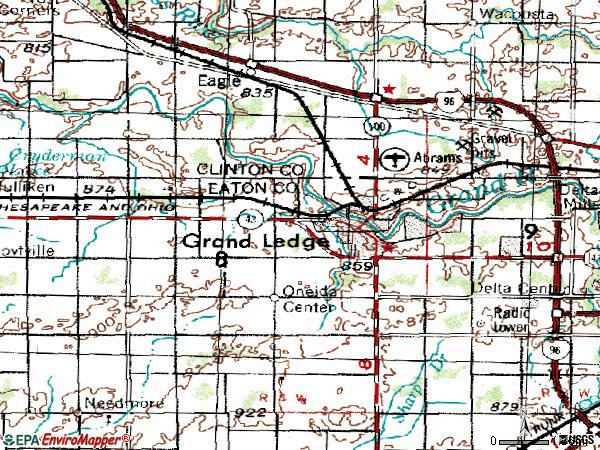 Zip code 48837 topographic map