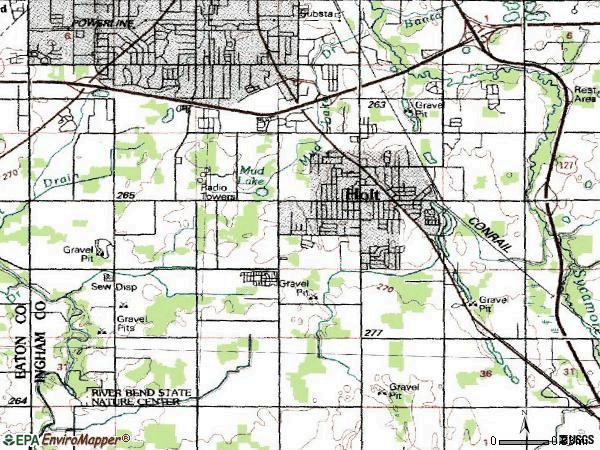 Zip code 48842 topographic map