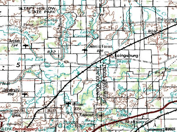 Zip code 48849 topographic map