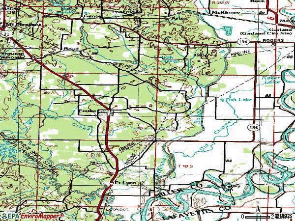 Zip code 71837 topographic map