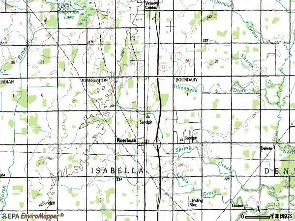 Zip code 48878 topographic map