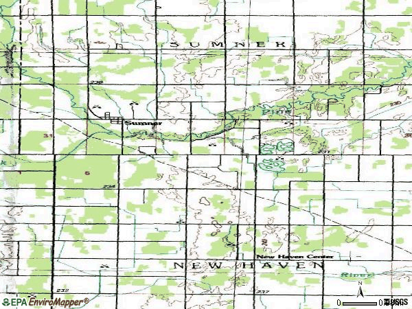 Zip code 48889 topographic map