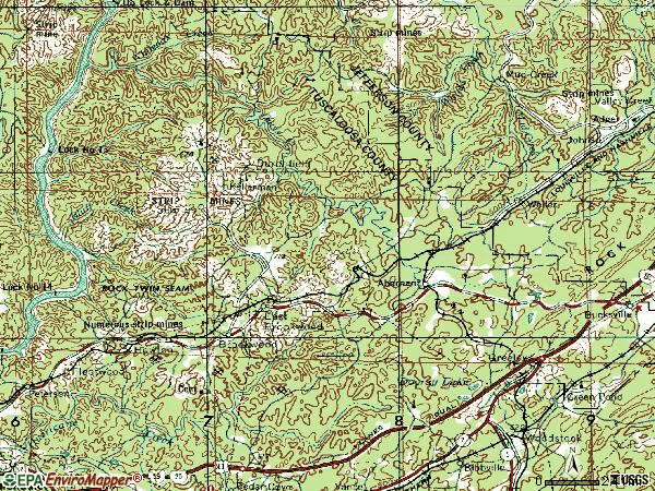 Zip code 35444 topographic map