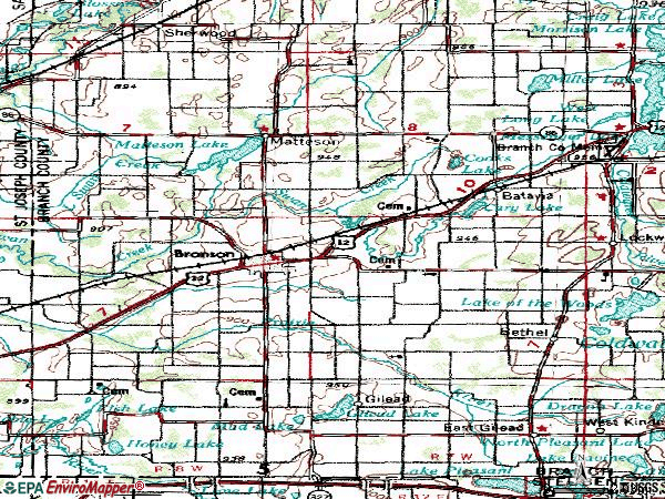Zip code 49028 topographic map