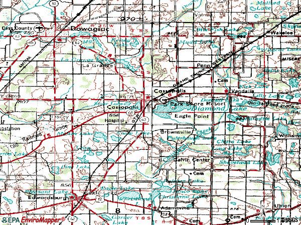Zip code 49031 topographic map