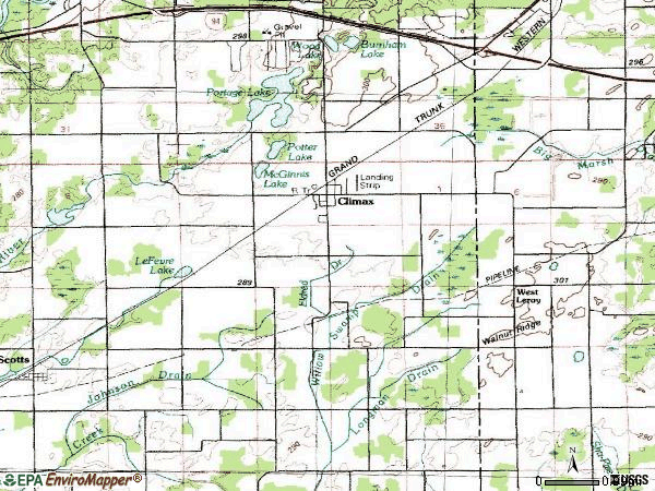 Zip code 49034 topographic map