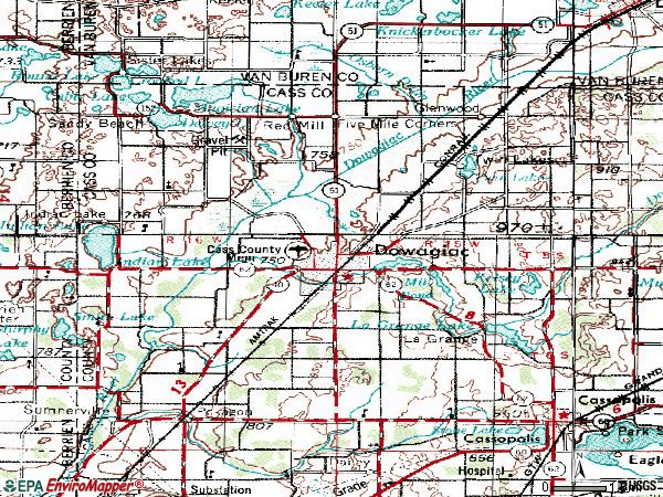 Zip code 49047 topographic map