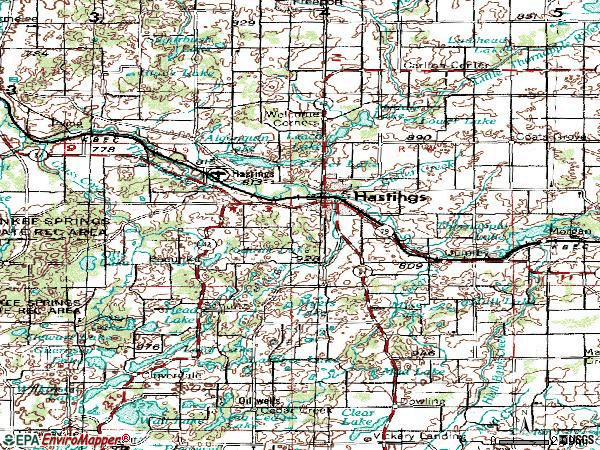 Zip code 49058 topographic map