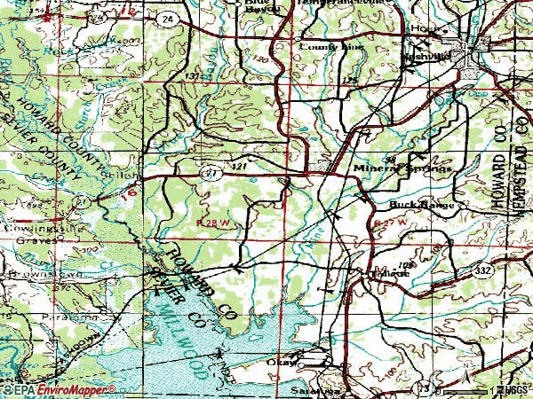 Zip code 71851 topographic map