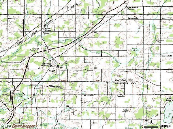 Zip code 49076 topographic map