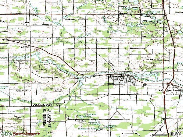 Zip code 49078 topographic map