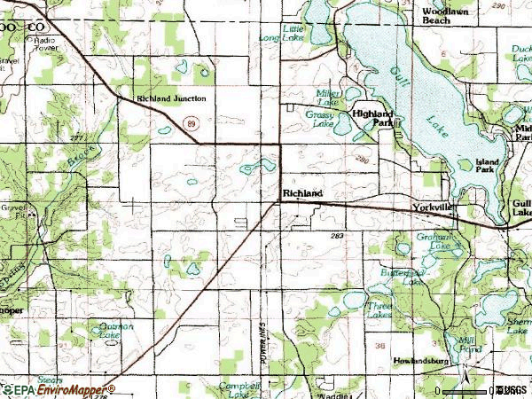 Zip code 49083 topographic map