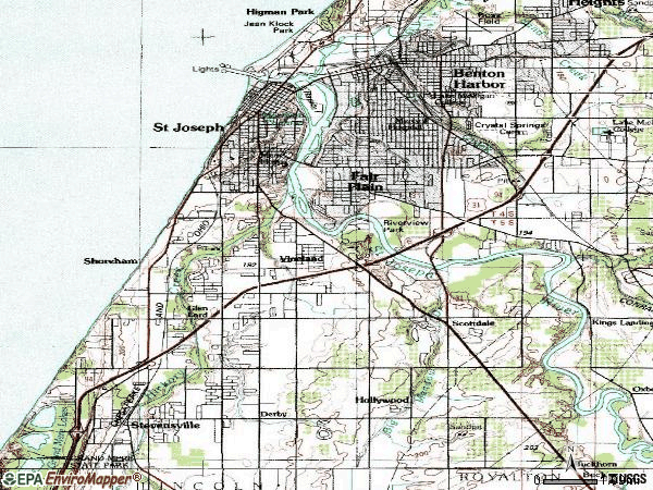 Zip code 49085 topographic map
