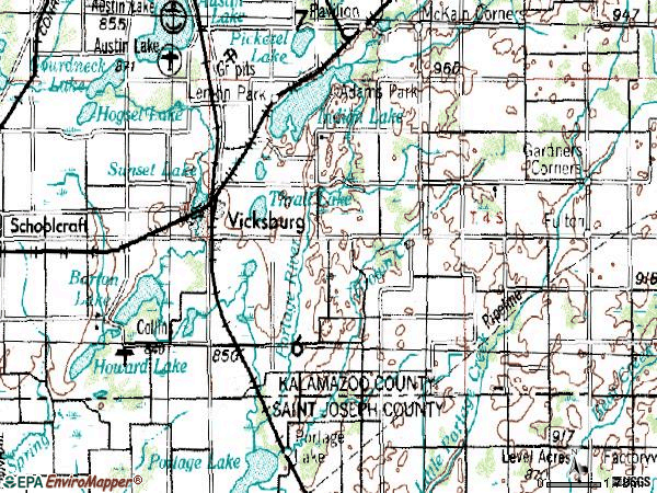 Zip code 49097 topographic map