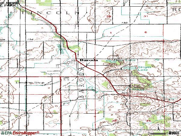 Zip code 49101 topographic map