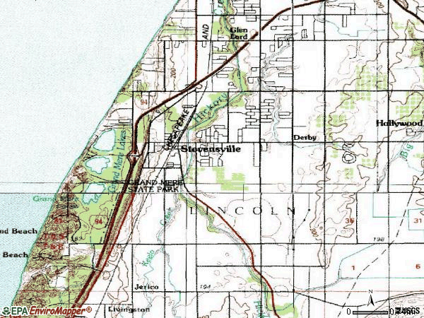 Zip code 49127 topographic map