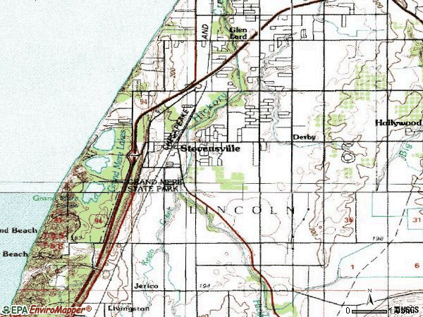 Zip code 49128 topographic map