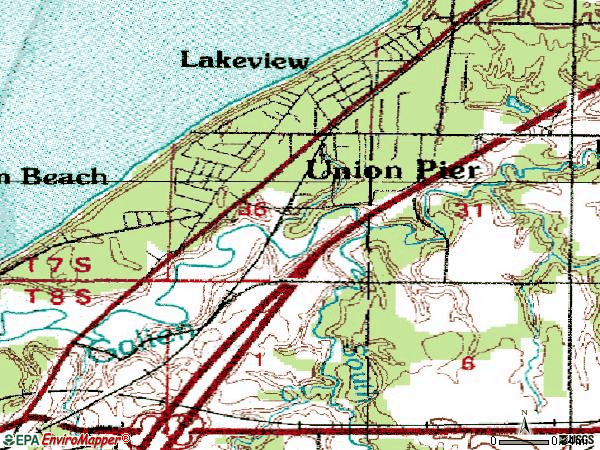 Zip code 49129 topographic map