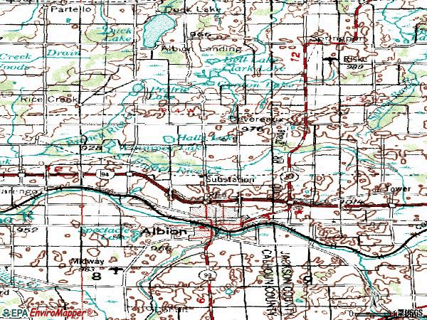 Zip code 49224 topographic map
