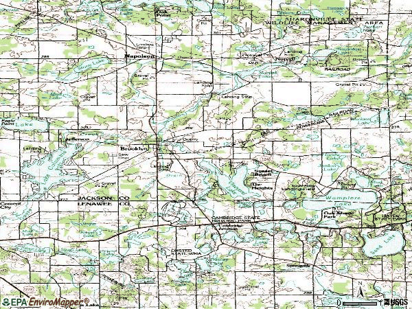 Zip code 49230 topographic map