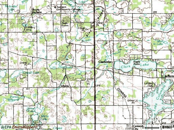 Zip code 49234 topographic map