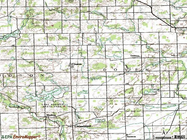 Zip code 49235 topographic map