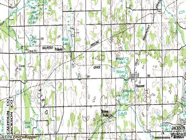 Zip code 49241 topographic map