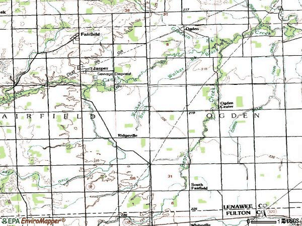 Zip code 49248 topographic map