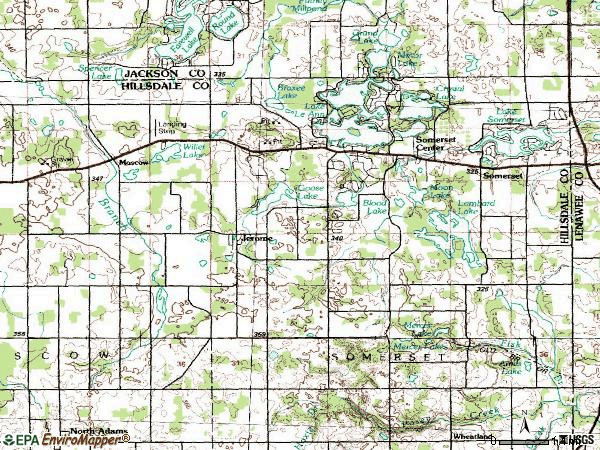 Zip code 49249 topographic map