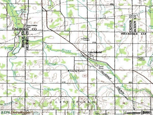Zip code 49252 topographic map
