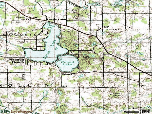 Zip code 49253 topographic map