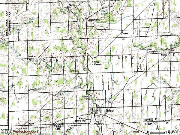 Zip code 49256 topographic map