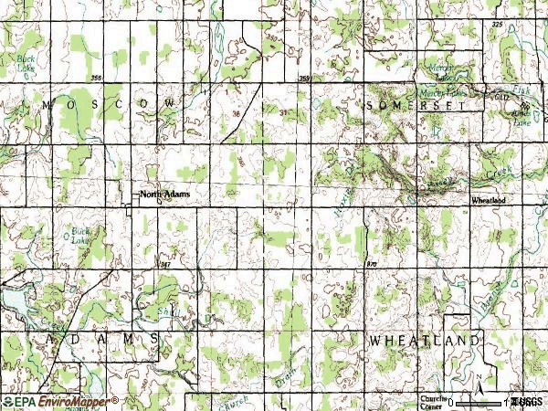 Zip code 49262 topographic map