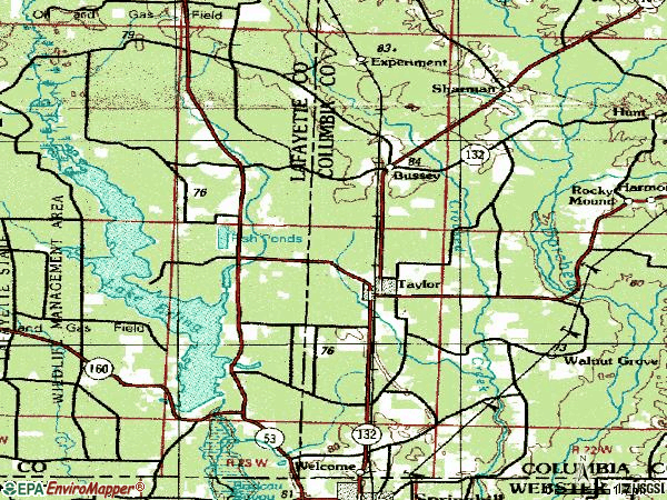 Zip code 71861 topographic map