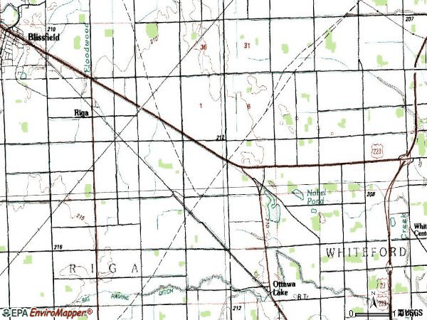 Zip code 49276 topographic map