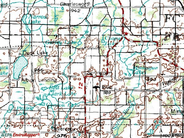 Zip code 49284 topographic map