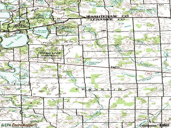Zip code 49287 topographic map