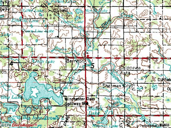 Zip code 49305 topographic map