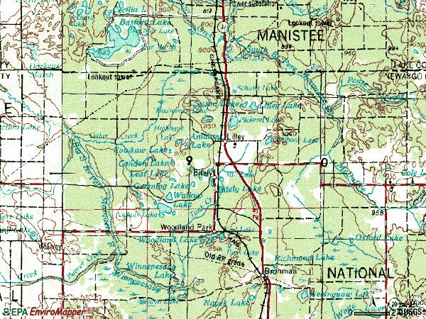 Zip code 49310 topographic map