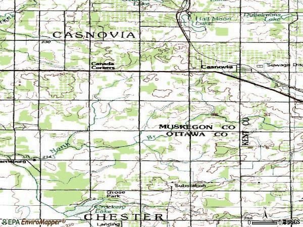 Zip code 49318 topographic map