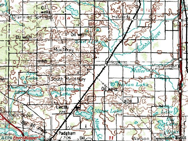 Zip code 49328 topographic map