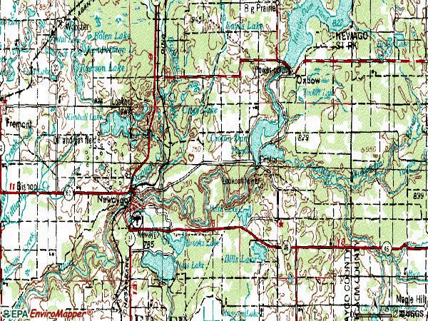 Zip code 49337 topographic map