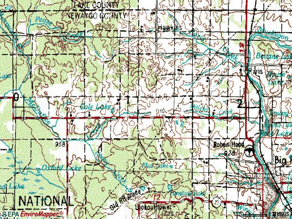 Zip code 49338 topographic map