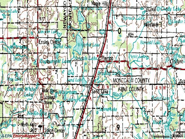 Zip code 49343 topographic map
