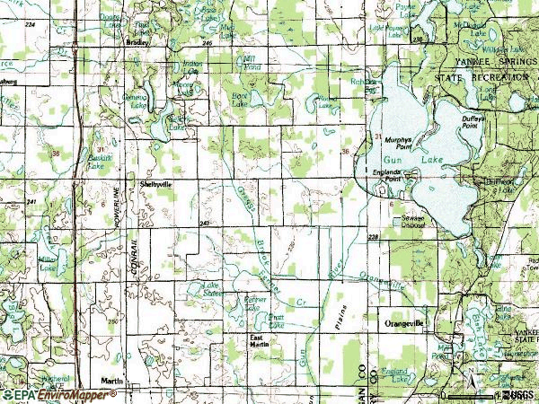 Zip code 49344 topographic map