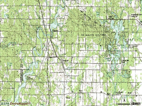 Zip code 49346 topographic map