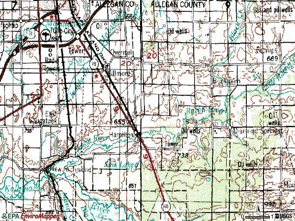 Zip code 49419 topographic map