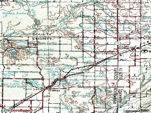 Zip code 49425 topographic map